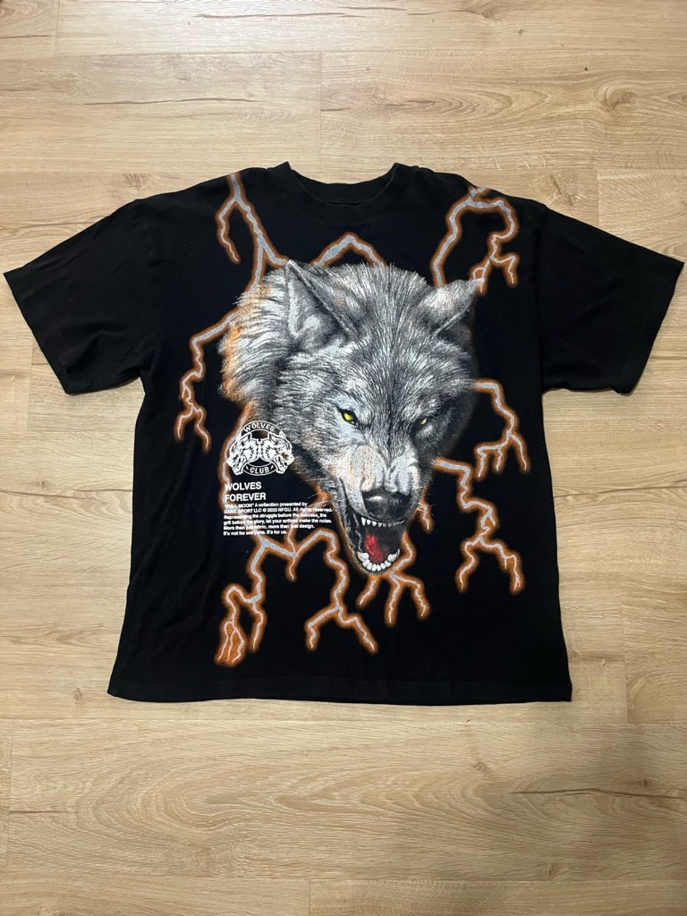 Darc Sport Black Graphic Wolf Tee with Orange Lightning